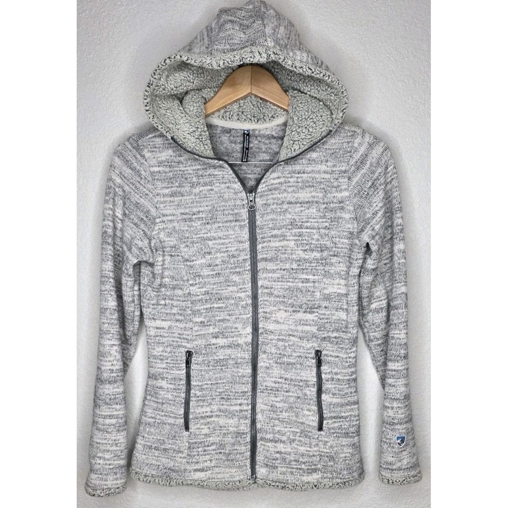 KUHL Alaska Hoody Women XS Jacket Gray Sherpa Full Zip Outdoor Hooded Warm